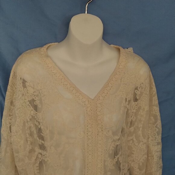 Chico's Size 3 16 Lace Hailey Top 3/4 Sleeve Vintage Ecru New NWT Beautiful - Picture 3 of 4